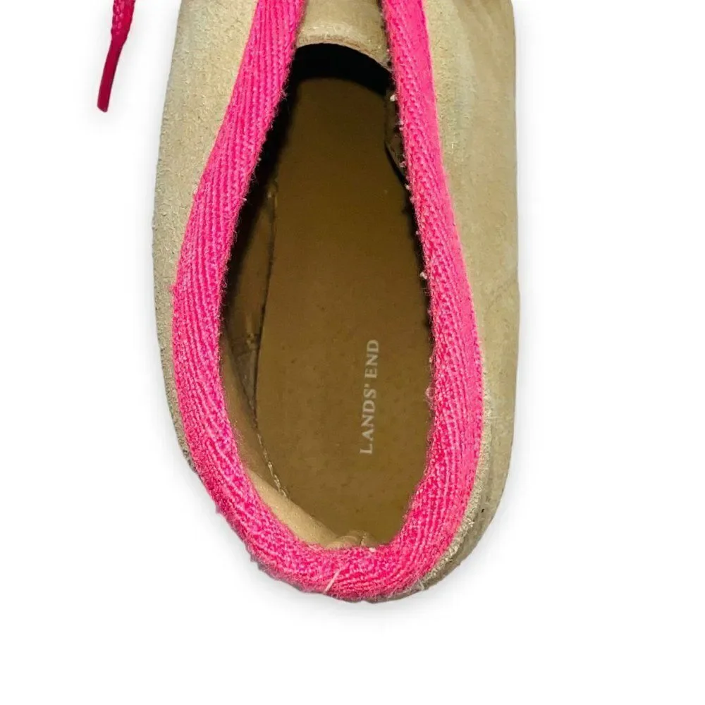 Lands' End Suede Chukka‎ Boots Beige / Pink Youth Girls 4M